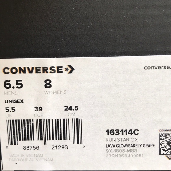 Converse 🔥SALE!🔥 Run Star OX Lava Glow Violet Women's Size 8 AUTHENTIC 163114C - Picture 8 of 8